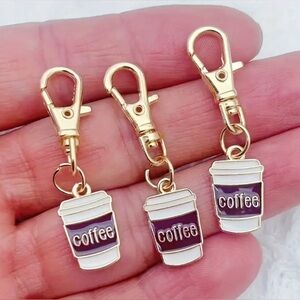 Coffee Cup Bag Charm Keychain NIP